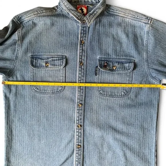 Vintage 90s Mickey Inc. Denim Long Sleeve Shirt - Extra Large - Rare! - Picture 10 of 14